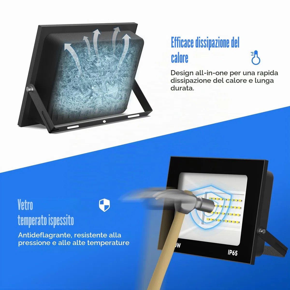 loyal Faretto LED da 150 W, 3000 K, 5000 lm, super luminoso, per interni, IP65, impermeabile, per esterni, per giardino, cortili, garage, bianco caldo [classe energetica F]