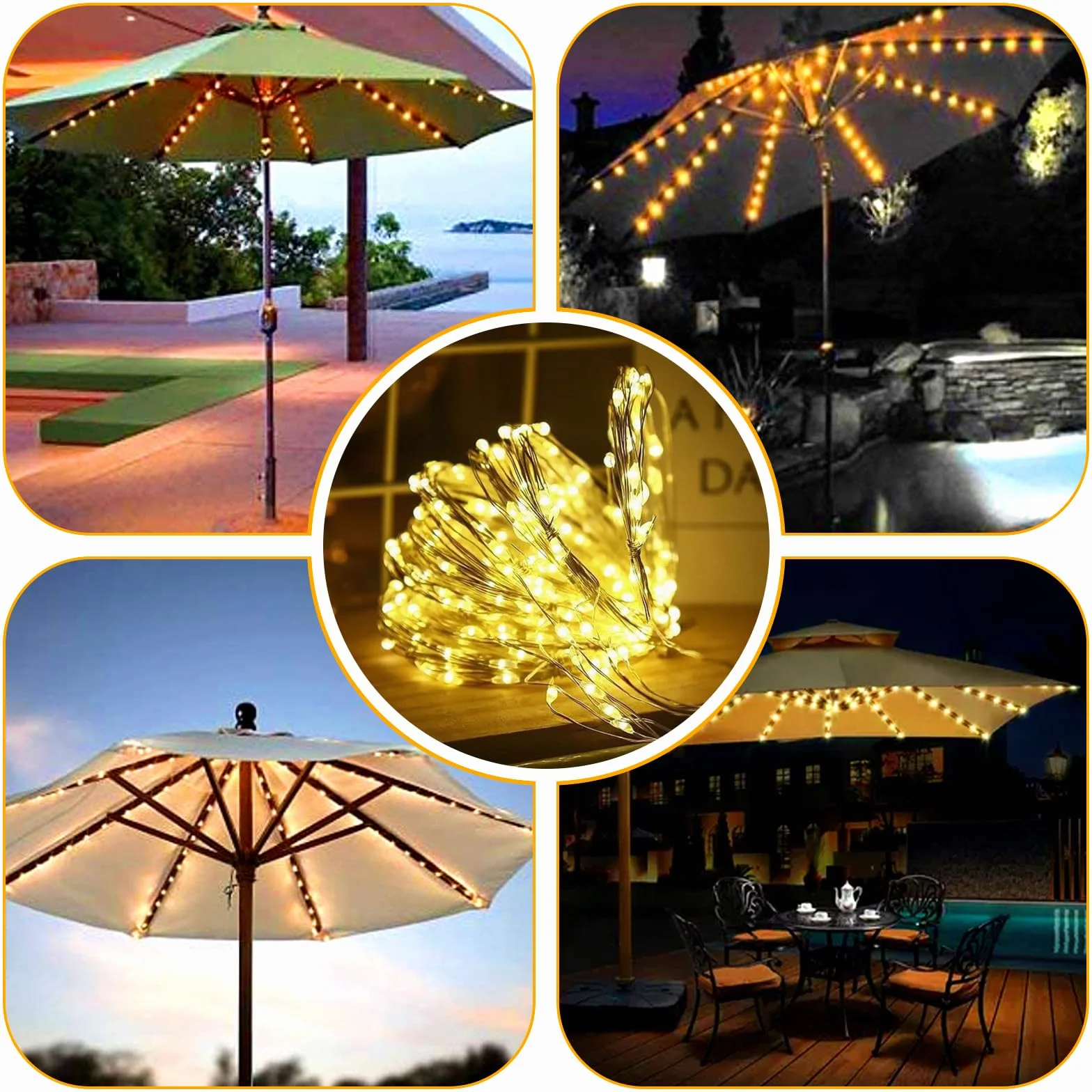 Illuminazione per ombrellone, 104 LED Illuminazione per ombrellone con telecomando, IP67 Luce a catena per ombrellone, Luci per ombrellone da giardino, Striscia luminosa decorativa per baldacchino per