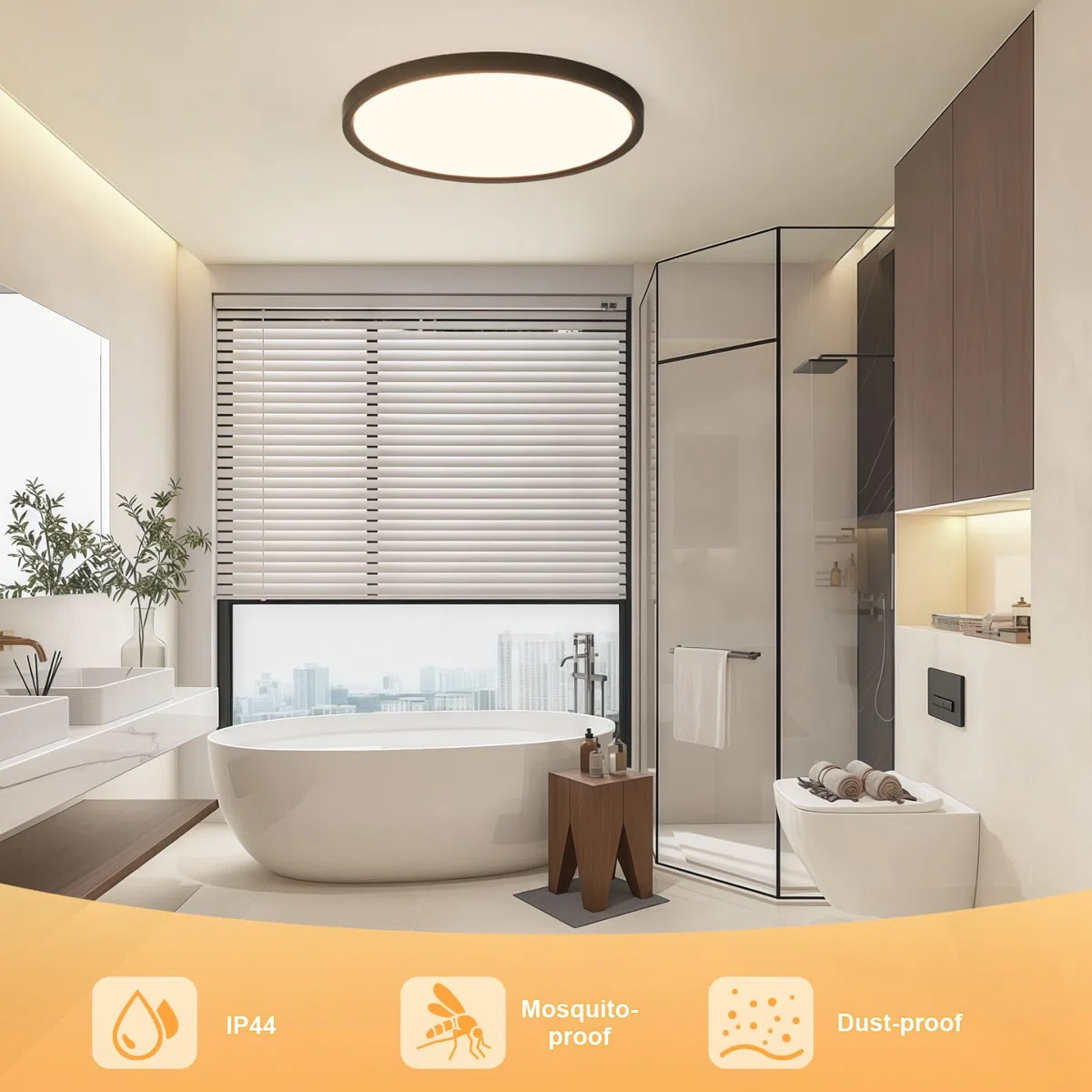 OTREN Plafoniera LED Soffitto 36W, Lampada Bagno Moderna Rotondo 3240LM, Lampadario Luce per Soggiorno, Camera da Letto, Cucina, Ufficio, Balcone, IP44, Ø30CM*H2.4CM, 4000K Bianco Naturale