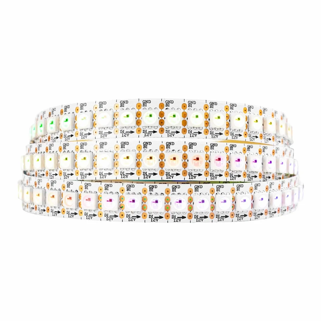 BTF-LIGHTING WS2815 (WS2812B aggiornato) 1m 144 pixel RGB indirizzabili individualmente luce pixel a doppio segnale a LED 5050 SMD colore dei sogni magici IP30 Non impermeabile bianca PCB DC12V
