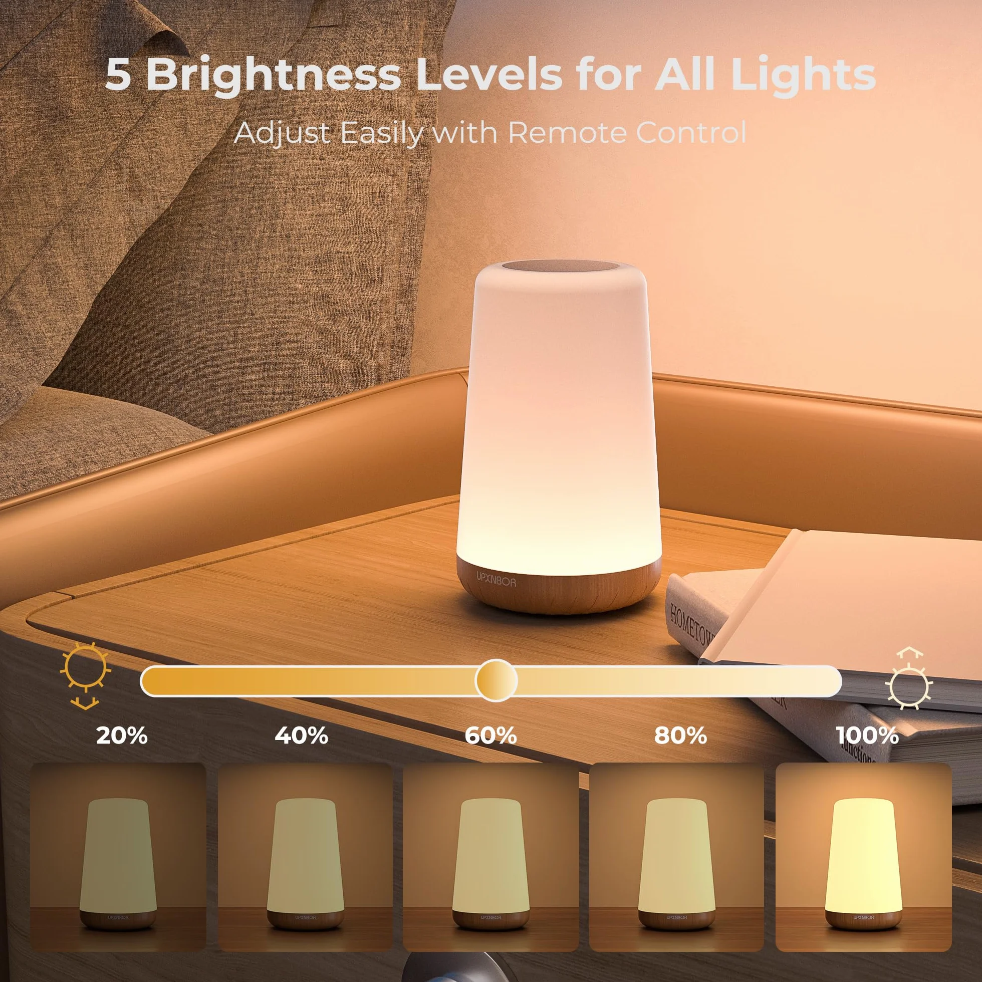 Lampada da comodino a LED con telecomando, dimmerabile con 13 colori RGB e 4 modalità, lampada da tavolo senza fili con timer e gancio, ricarica USB, luce notturna portatile per camera da