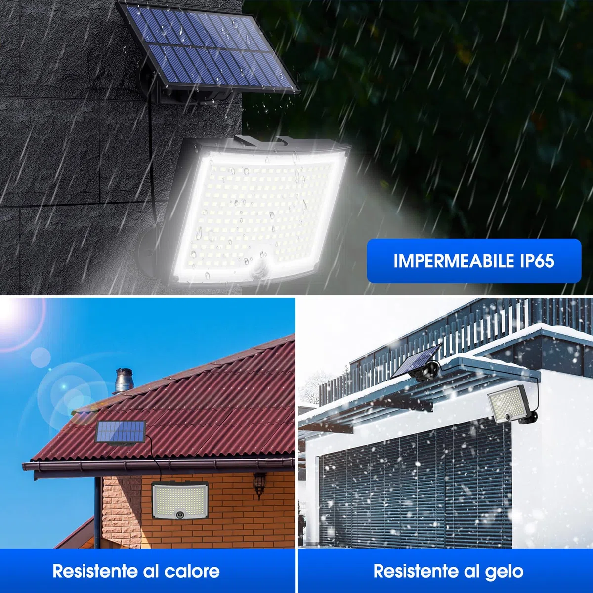Faretto LED da Esterno Solare, Luce Solare LED Esterno 202 LED 3Modes Faro LED Esterno con Pannello Solare con Sensore di Movimento Impermeabile IP65 da Terra, Giardino 5M Cavo 2 Pezzi