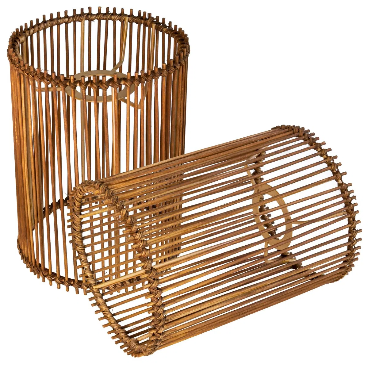Paralume moderno stile bohémien, cilindrico per lampada da terra rimovibile, lampada a sospensione e lampada da parete, paralume da tavolo (marrone scuro, 2 pezzi: diametro 14 cm, altezza 20 cm)