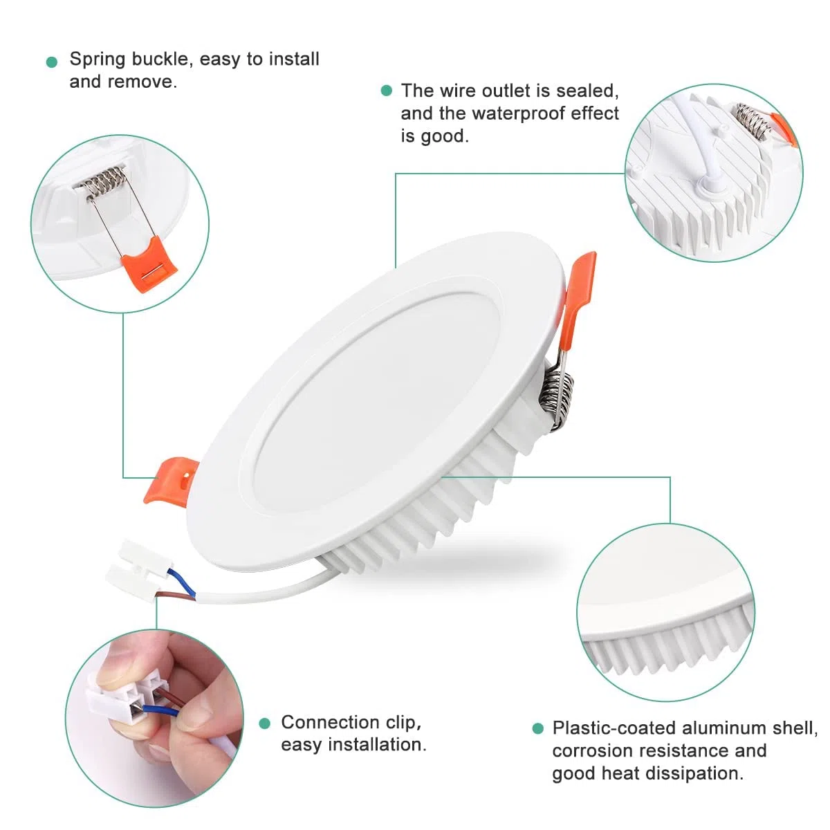 Tailcas Faretti Led da Incasso per Cartongesso 6000K, 6w 600lm IP44 Ultra Slim Faretto da Incasso Bagno, 26mm Bianca Naturale Luci Ultrasottili da Soffitto Integrati, Foro Φ 75-95mm
