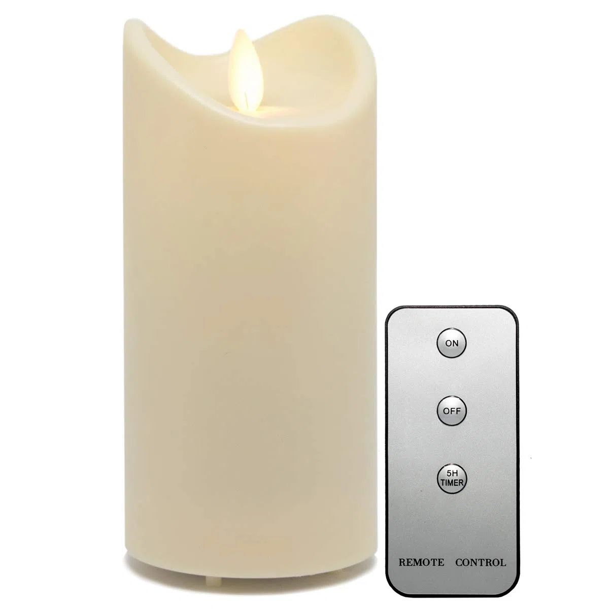 TRONJE Ø7x15 cm LED Candela a Batteria da Esterno Crema - Candela Plastica senza Fiamma con Timer e Telecomando - Impermeabile & Resistente al Calore