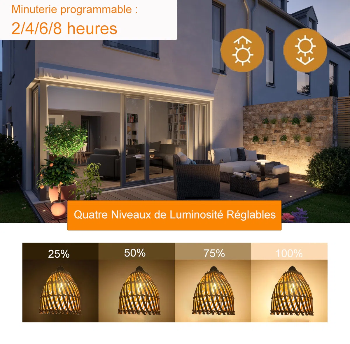 Lampadario Da Esterno A Batteria Lampadario A Sospensione A Batteria Con Telecomando, Lampadario Rattan Da Esterno Luminosità Regolabile Timer Lampadario Da Esterno Per Gazebo
