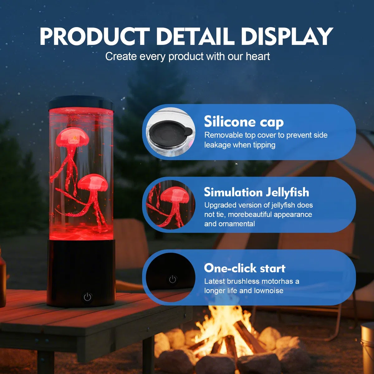 Lampada Medusa 20 cm, Alimentazione USB con 7 Colori, Lampada Atmosfera per Relax con Meduse Fluttuanti per Camera, Ufficio e Decorazione Domestica