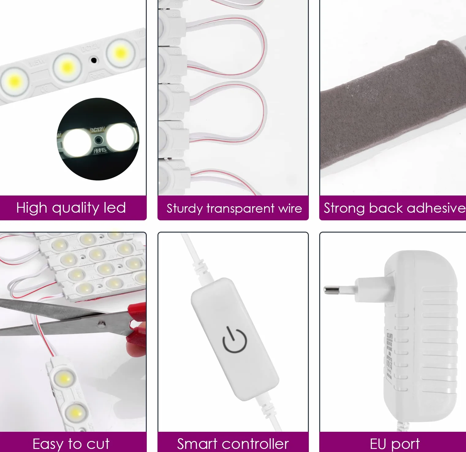 Viugreum Luci da Specchio Dimmabili LED, 60 Luci per Make Up, 1200LM Bianco Freddo 6000K Trattamento Anti-Umidita’Kit Luci da Camerino con Dimmer