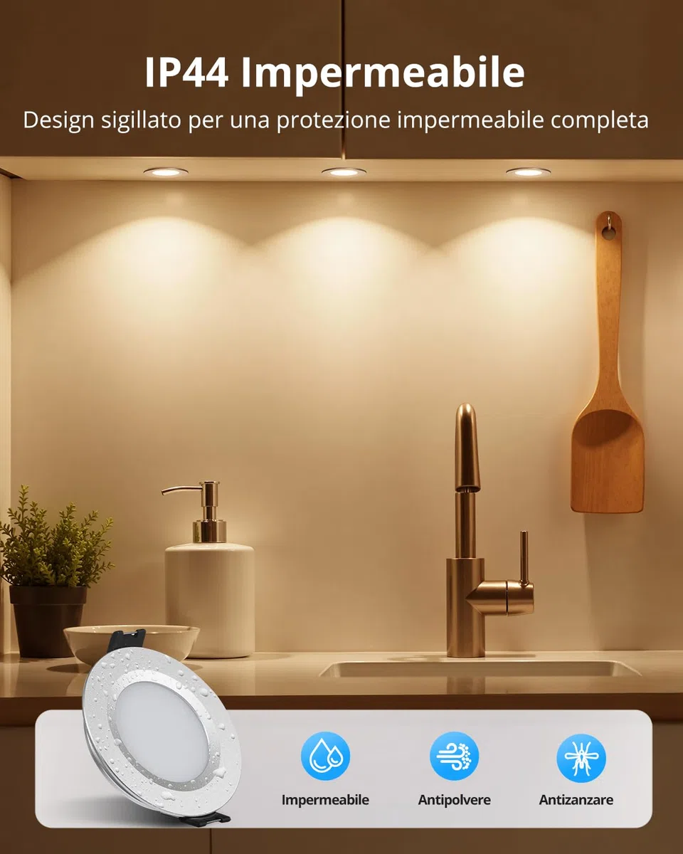Gr4tec Faretti LED da Incasso per Cartongesso 12 Volt, 4 x 3W Faretto LED 12V 3000K Bianco Caldo 240lm 84Ra, IP44 Luci da Incasso Ultrasottili 12mm, Alluminio Foro 58-62mm Per Camper Barca Bagno