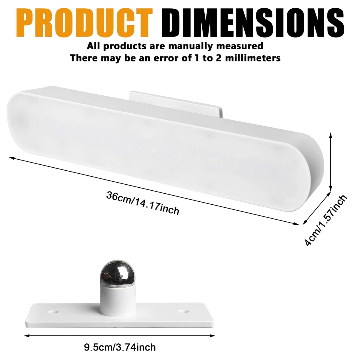Lampada da specchio a LED per bagno, 32 cm, illuminazione per tavolo da toeletta, 4500 mW, portatile, con rotazione a 360°, 3 colori, dimmerabile, LED per trucco, lampada da specchio, anti vertigini
