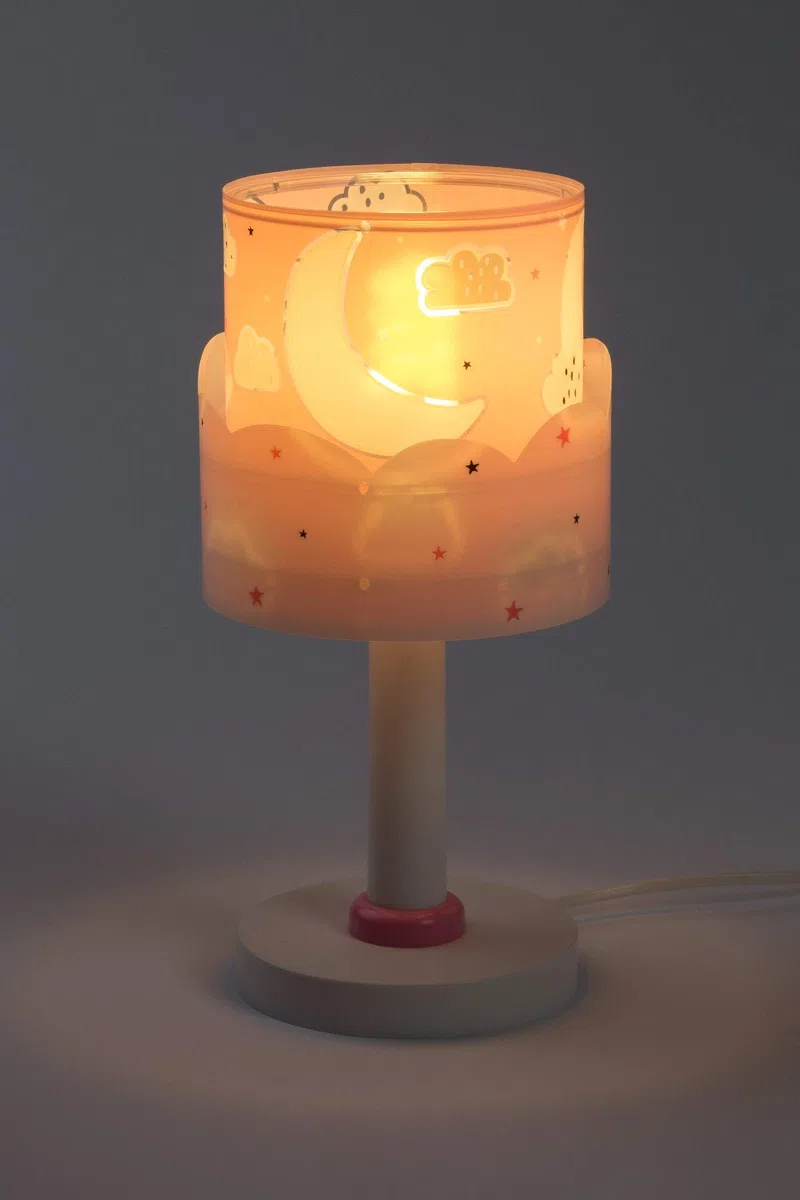 Dalber Lampada da comodino Moon, design luna e nuvole rosa