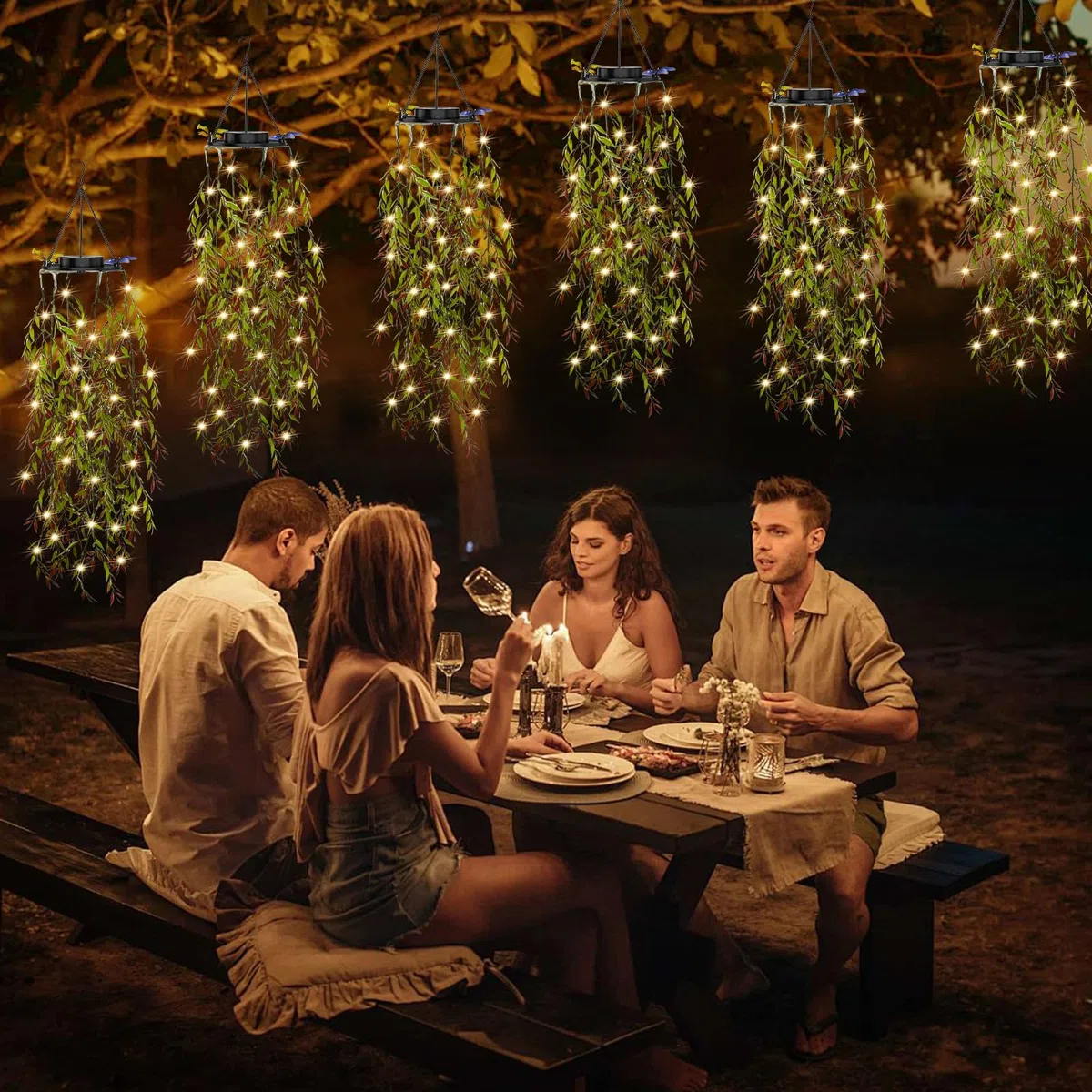 Lanterne Solari da Esterno, KagoLing Lanterna da Esterno, 2 Pezzi Piante rampicanti Artificiali per Natale, Feste, Matrimoni, Decorazioni Esterne in Giardini di Casa, Luci Solari da Esterno