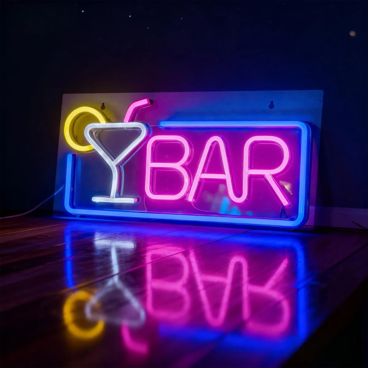 Targa LED al neon, decorazione da parete, segnaletica luminosa bar Sign, in acrilico, per interni bar, pub, club, feste (42 x 22 cm)