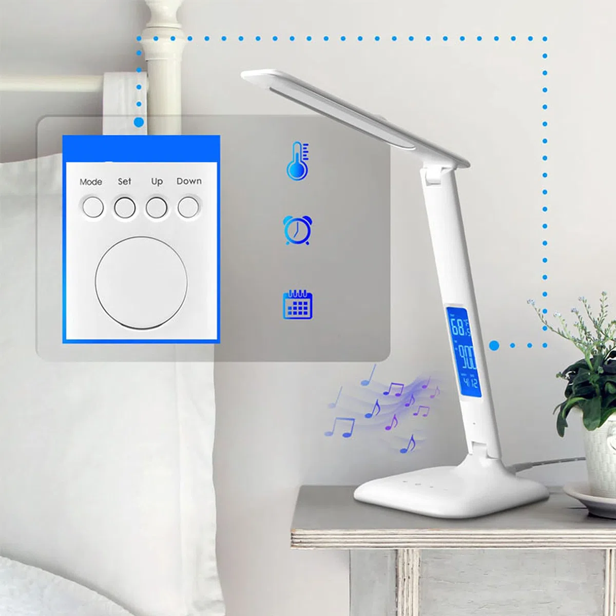 Retoo Lampada da scrivania LED con funzione di ricarica USB, lampada da tavolo lampada da ufficio con 5 livelli di luminosità, controllo sensibile, lampada da comodino, 1200 lux, 5W, lampada da