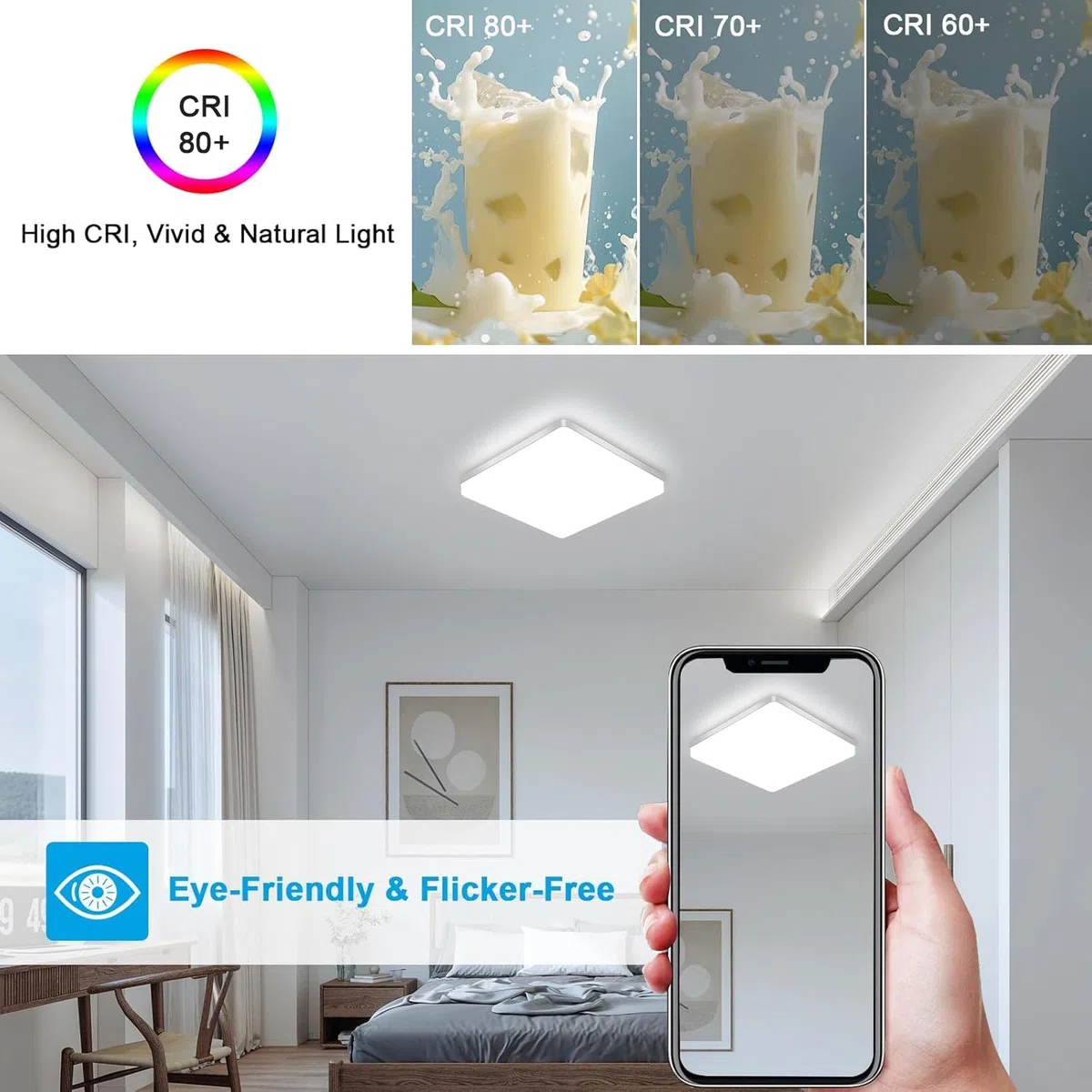 Comely Lampada da soffitto LED 30x30 cm, 48W Bianco Freddo 6500K, Plafoniera LED piatta bianca, IP44 impermeabile, Risparmio energetico, Per il bagno, Cucina, Ufficio, Corridoio, Soggiorno