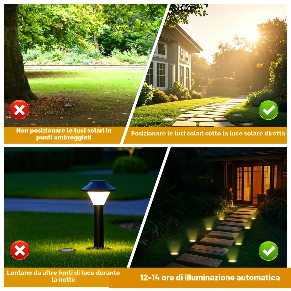 NIBSHOOM 8 Pezzi Luci Solari da Giardino, IP68 Impermeabili Faretti Solari a Led da Esterno, 8 LED Lampade a Lunga Durata, Luci Esterno per Giardino, Terrazze (Bianca Calda)