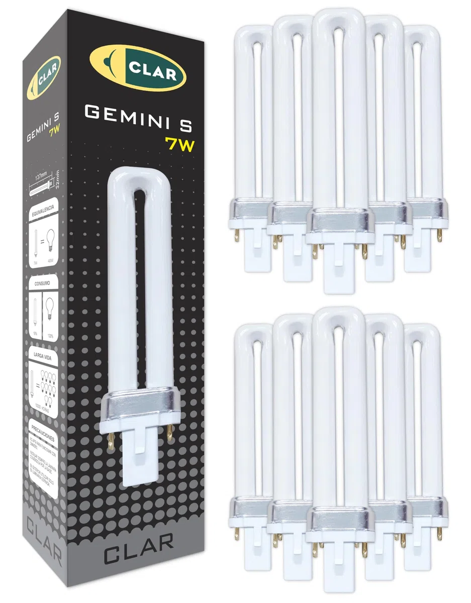 CLAR - Lampadina PLC Gemini S 7W Luce Naturale 4000K G23, Non Regolabile (Pack 10)