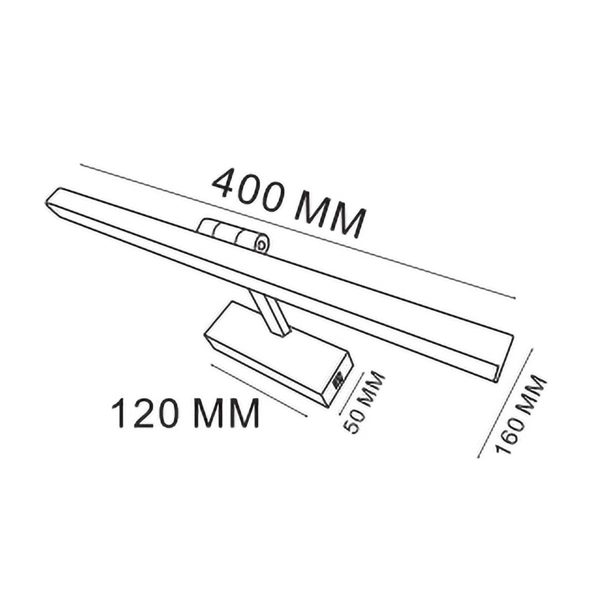 Lampada a LED da Specchio per Bagno - Luce da Parete Sopra Specchio/Guadro 40 cm - Testa Orientabile e Interruttore - Cromo 8W 570lm 4200K Bianco Neutro - Applique da Bagno IP45