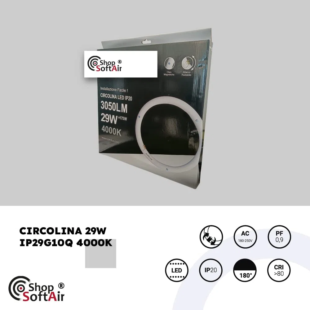 Circolina Led Consumo 29W Corrispondenza 175W diametro 40cm 3050LM Lumen Luce Bianco Naturale 4000k Calda 3000k Fredda 6500k Attacco G10Q T9 (Luce Naturale 4000k)