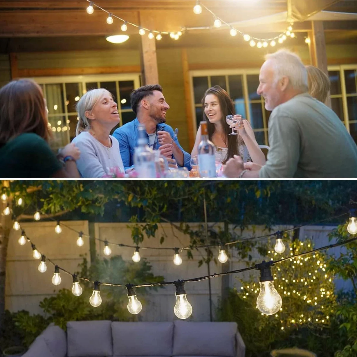 MU 10M Catena Luminosa Esterno LED Catenaria 10 Portalampada E27 Da 10 Metri Cavo Nero Prolungabile Fino a 1000W IP54 Outdoor Giardino Matrimonio|10 M, NERO [Classe efficenza energetica: A]