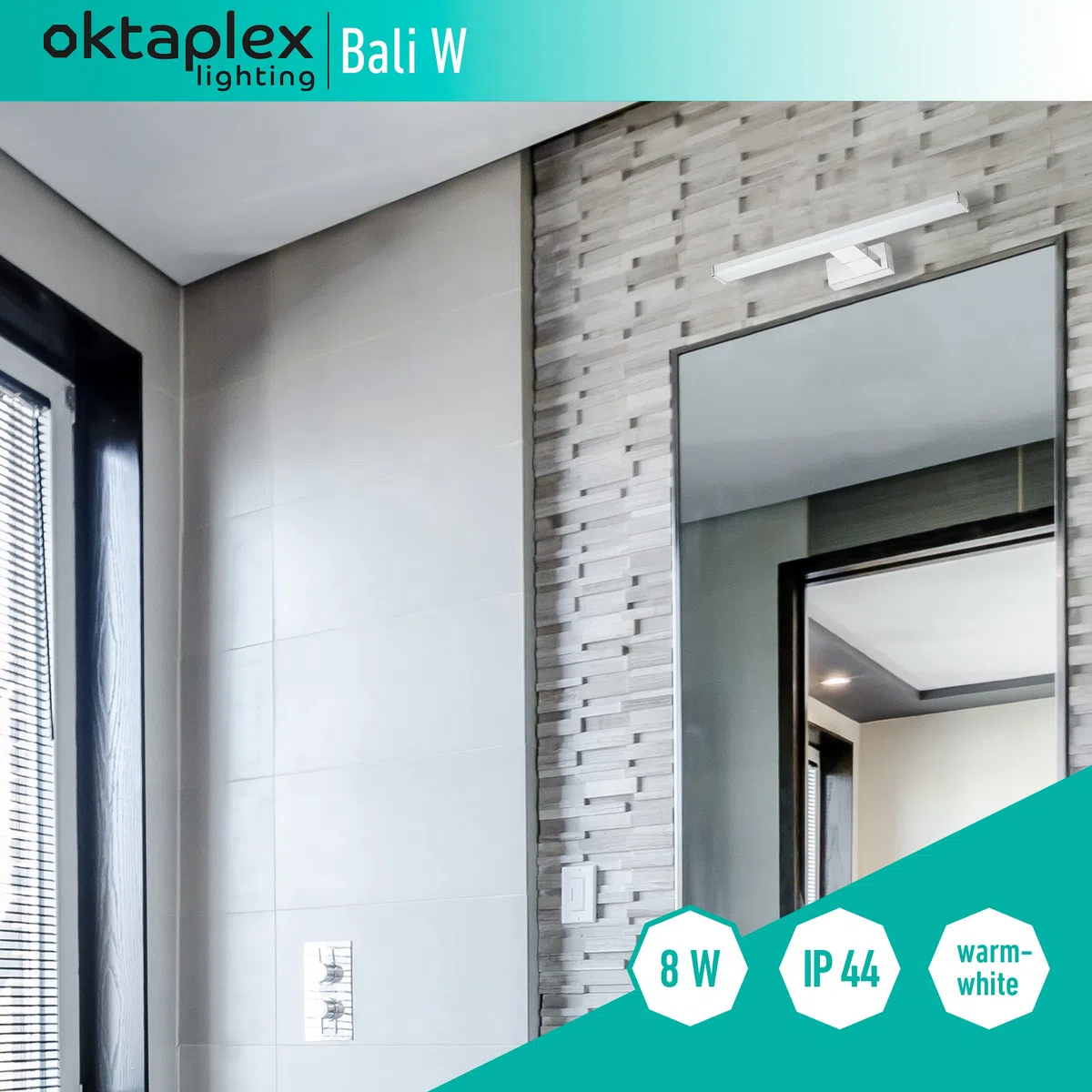 Oktaplex lighting LED specchio bagno BALI W 40cm 8W | bagno parete apparecchio specchio lampada parete 640lm 3000K bianco caldo