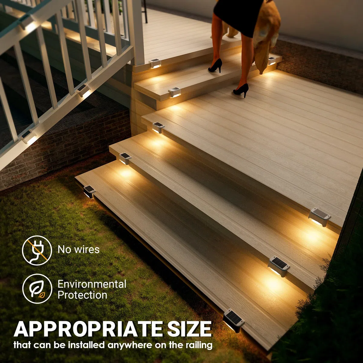 GIGALUMI 12 Pezzi Luce Solare Esterna per Scale, Luci Solari a LED per Esterni, Giardino, Impermeabile, Luci Solari per Esterni, Scale, Recinzione, Terrazza, Patio, Strada (Bianco, Bianco Caldo)