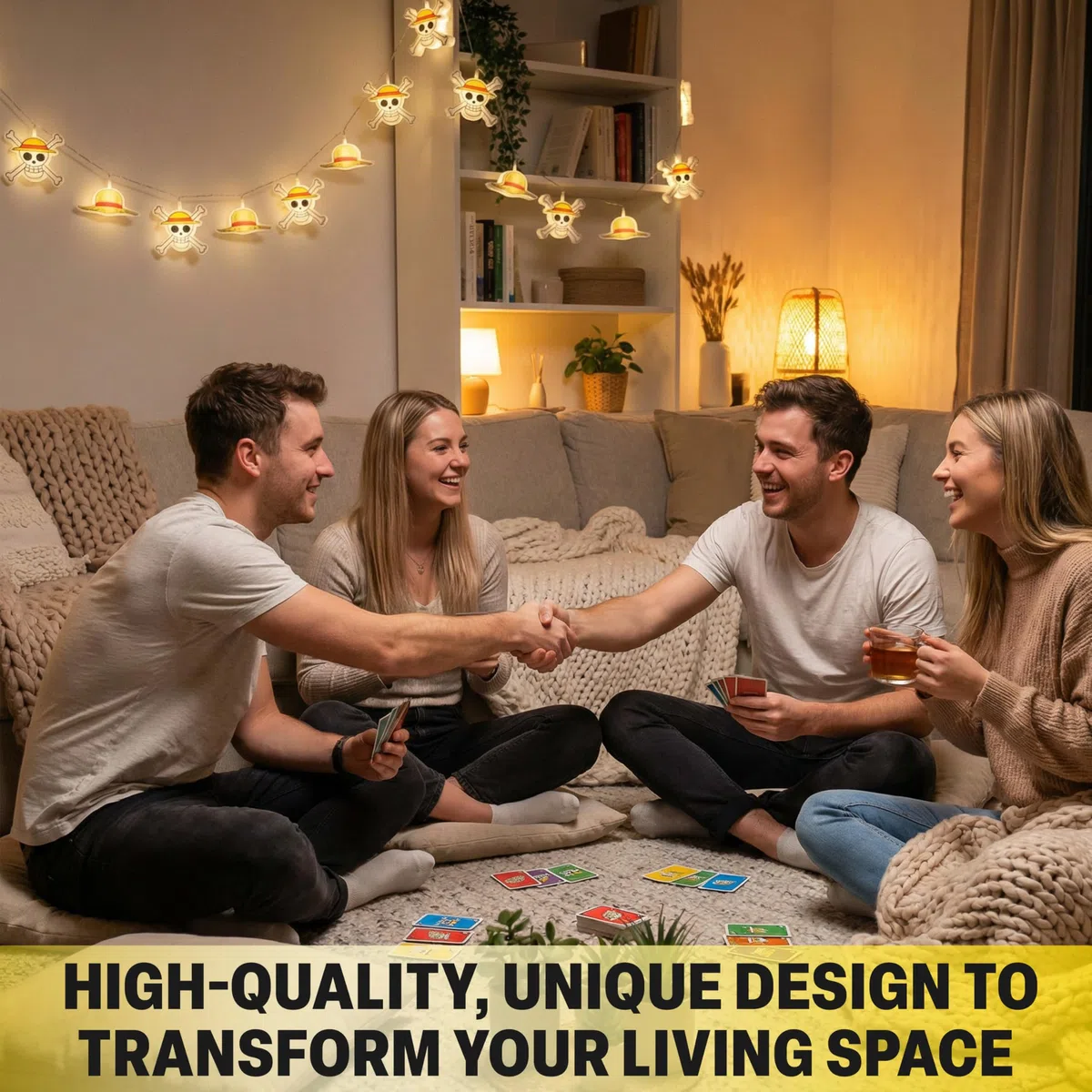 Get Trend One Piece 3D Stringa Luci LED, 10 Pz Bianco LED Lucine Fatate, Funziona a Batteria e con 2 Modalità Lightning, Straw Hat Skull Interno Decorazioni Casa & Camera da Letto, Regalo Anime