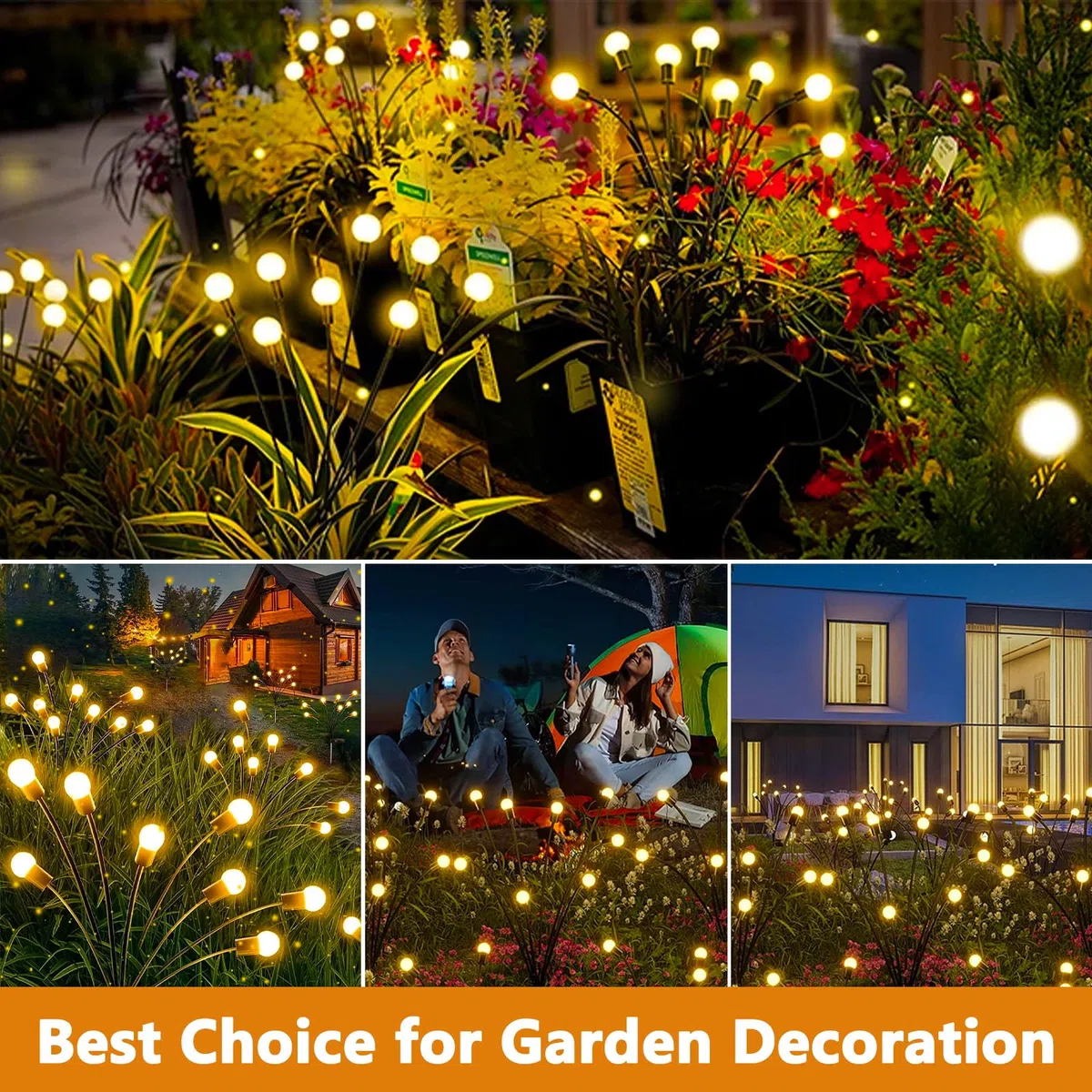 4 Pezzi Lampade Solari Per Esterni Da Giardino, 10 Led Lucciole Luci Solari Per Esterni IP65 Impermeabili, Modalità Multiple Luce Lucciola Per Pathway Yard Patio Giardino