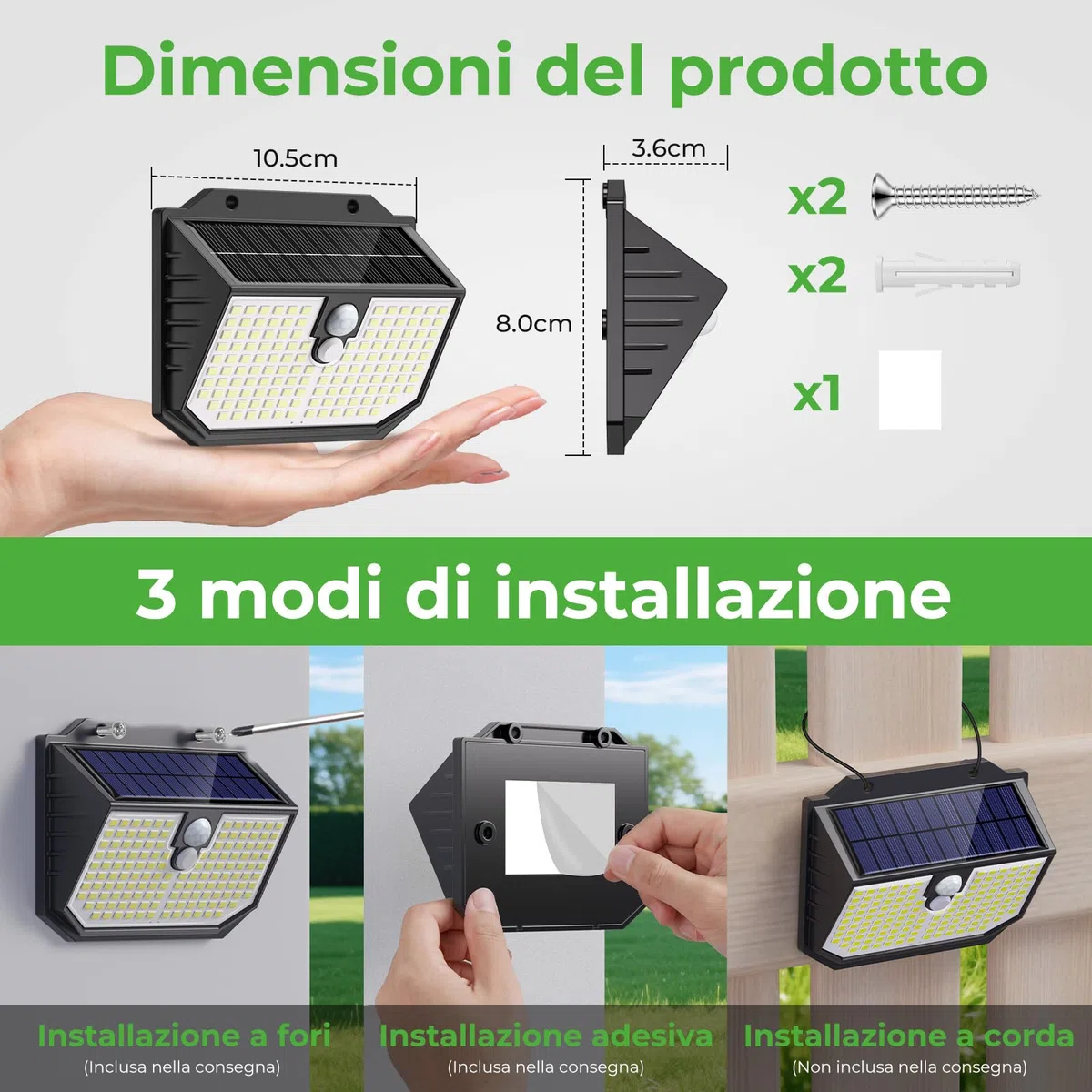 nifipy Luce Solare LED Esterno, Faretto LED da Esterno Solare, 138 LED Lampada Solare da Esterno con Sensore di Movimento, 3 Modos IP65 Impermeabile Luci Solari da Giardino, per Parete Garage 4 Pezzi