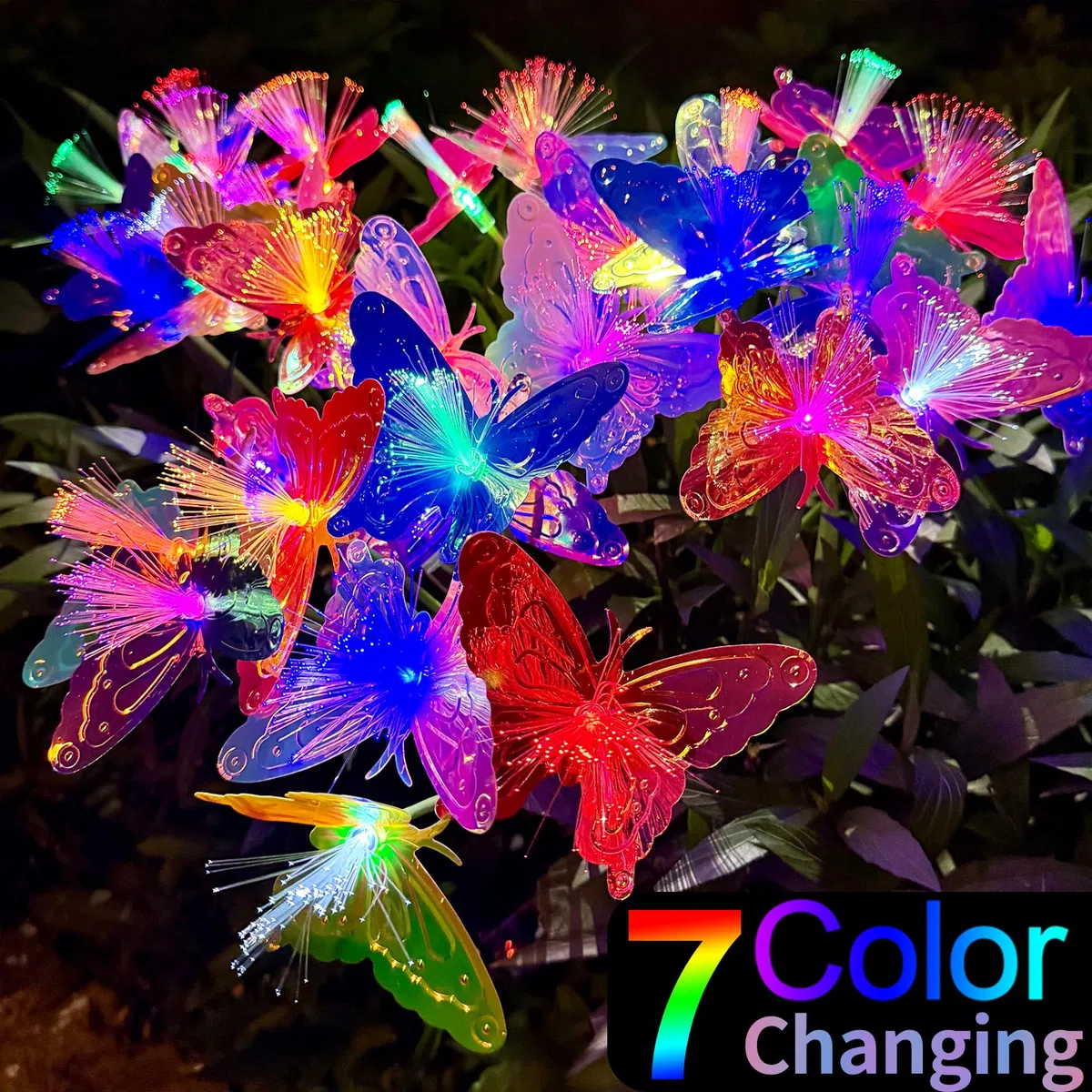 TZEKING Luci Solari da Giardino,2 Pezzi 16 LED Luce Solare Esterno,Lampade Solari Farfalla, IP65 Impermeabili Esterno,Luce Solare Da Giardino a Farfalla Che Cambia Colore