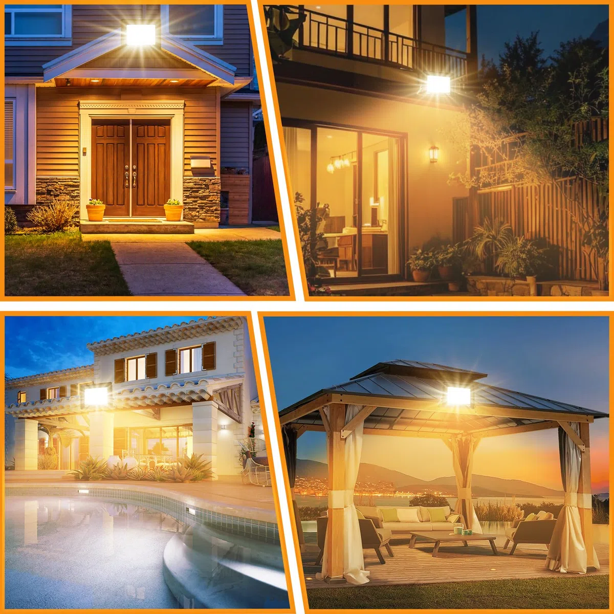 Eleganted Faretto LED da 50 W, per esterni, luce bianca calda, 3000 K, IP66, impermeabile, per giardino, garage, cortile