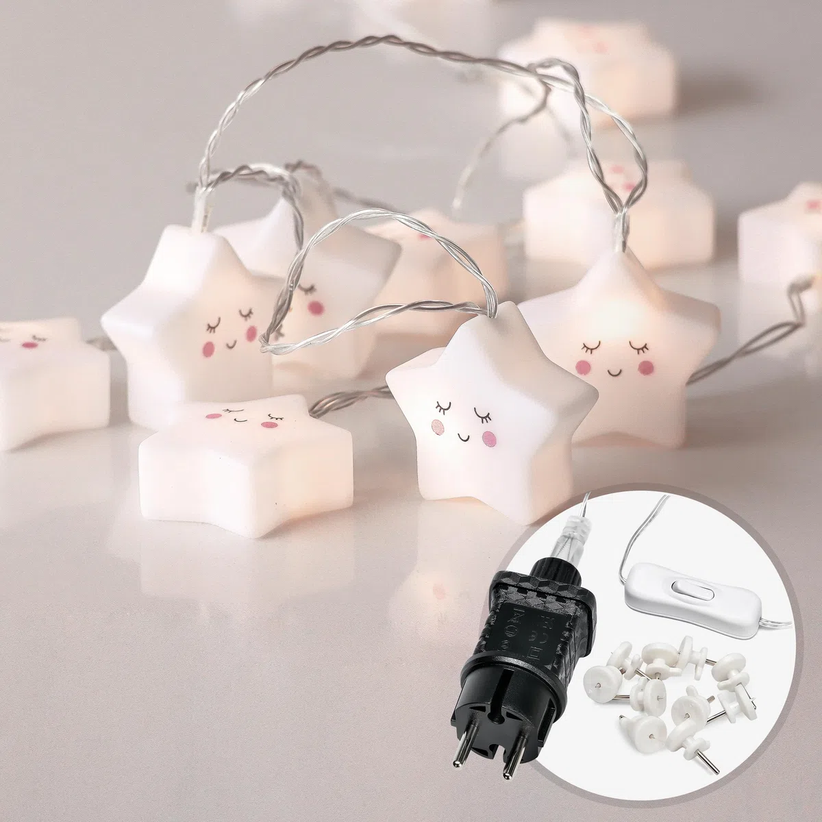 CozyHome Lucine led decorative stella per bambini - 6 metri & 20 LED in bianco caldo I Con spina I Per interni I Filo led decorative Fairy lights Lucette decorazioni Luci natale interno Luminose