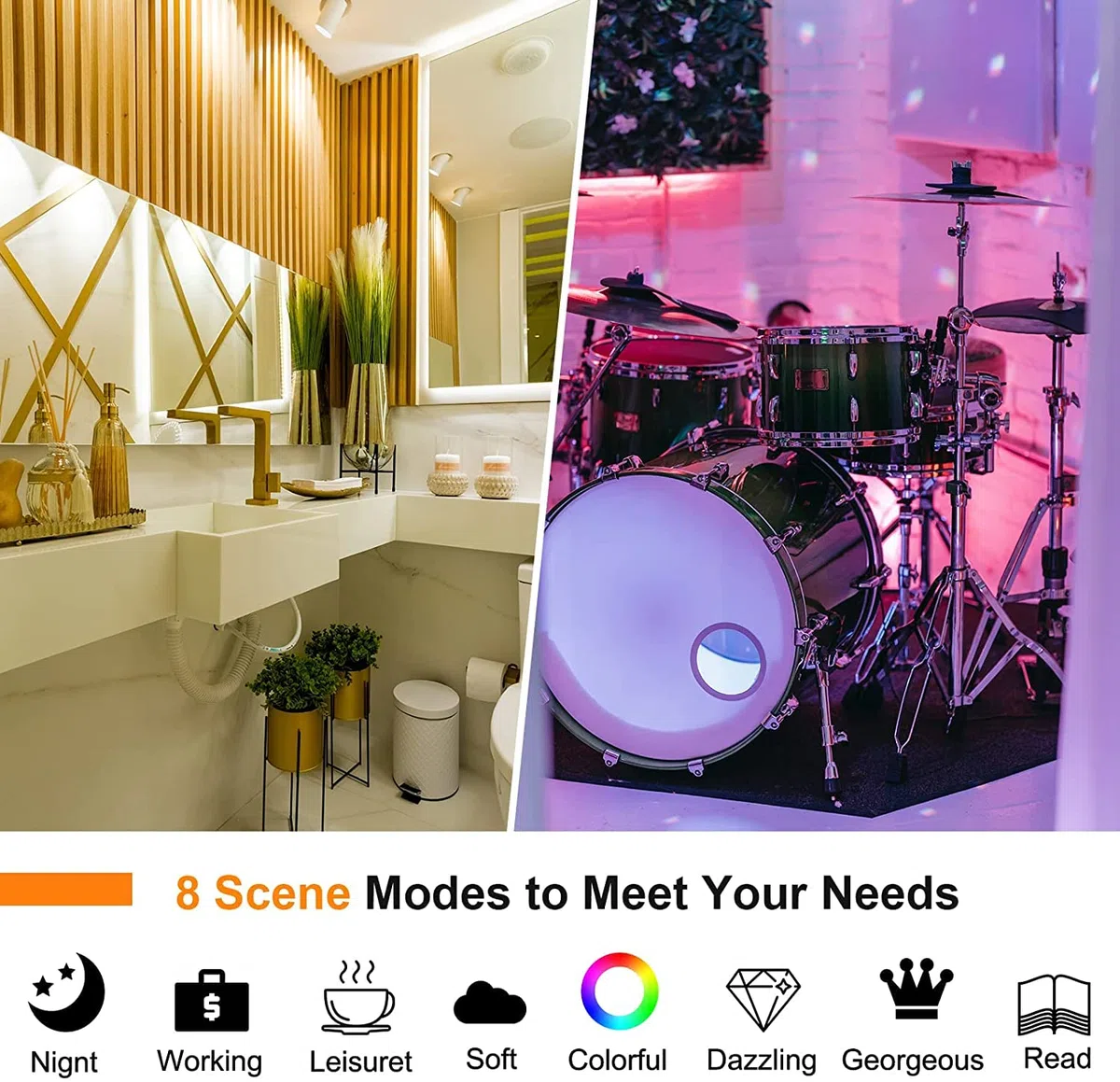 Lampadine LED Alexa Intelligente WiFi GU10 5W, Lampadina Dimmerabile Multicolore, Controllo App Compatibile con Alexa/Google Home, RGB&2700K-6500K Bianco Freddo Caldo, Nessun Hub Richiesto,4PCS