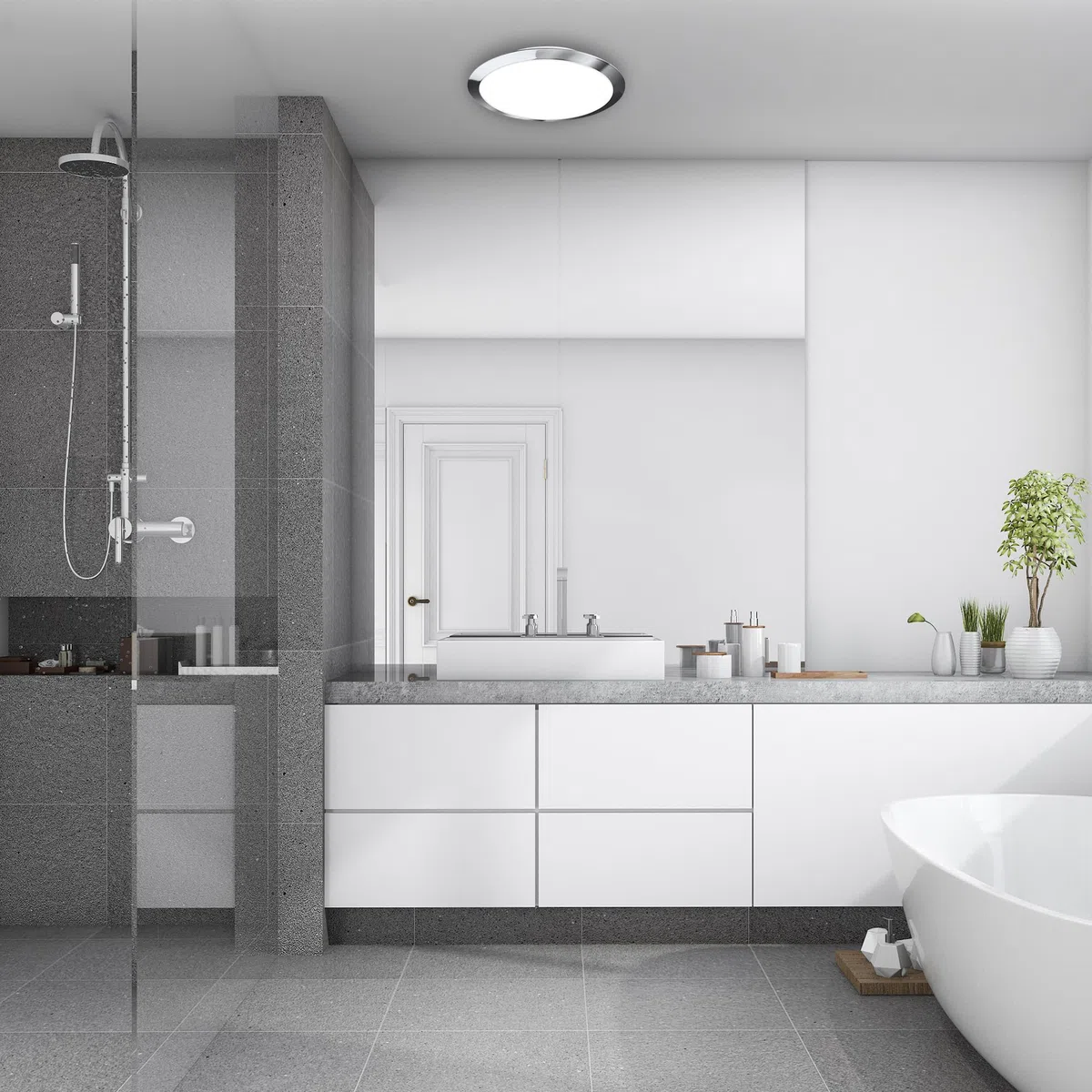 BRILONER - Lampada da soffitto per il bagno, plafoniera con luce bianca neutra, lampada LED, lampada da bagno, lampada da bagno, protezione IP44 contro gli spruzzi d'acqua, 310x65 mm, cromo