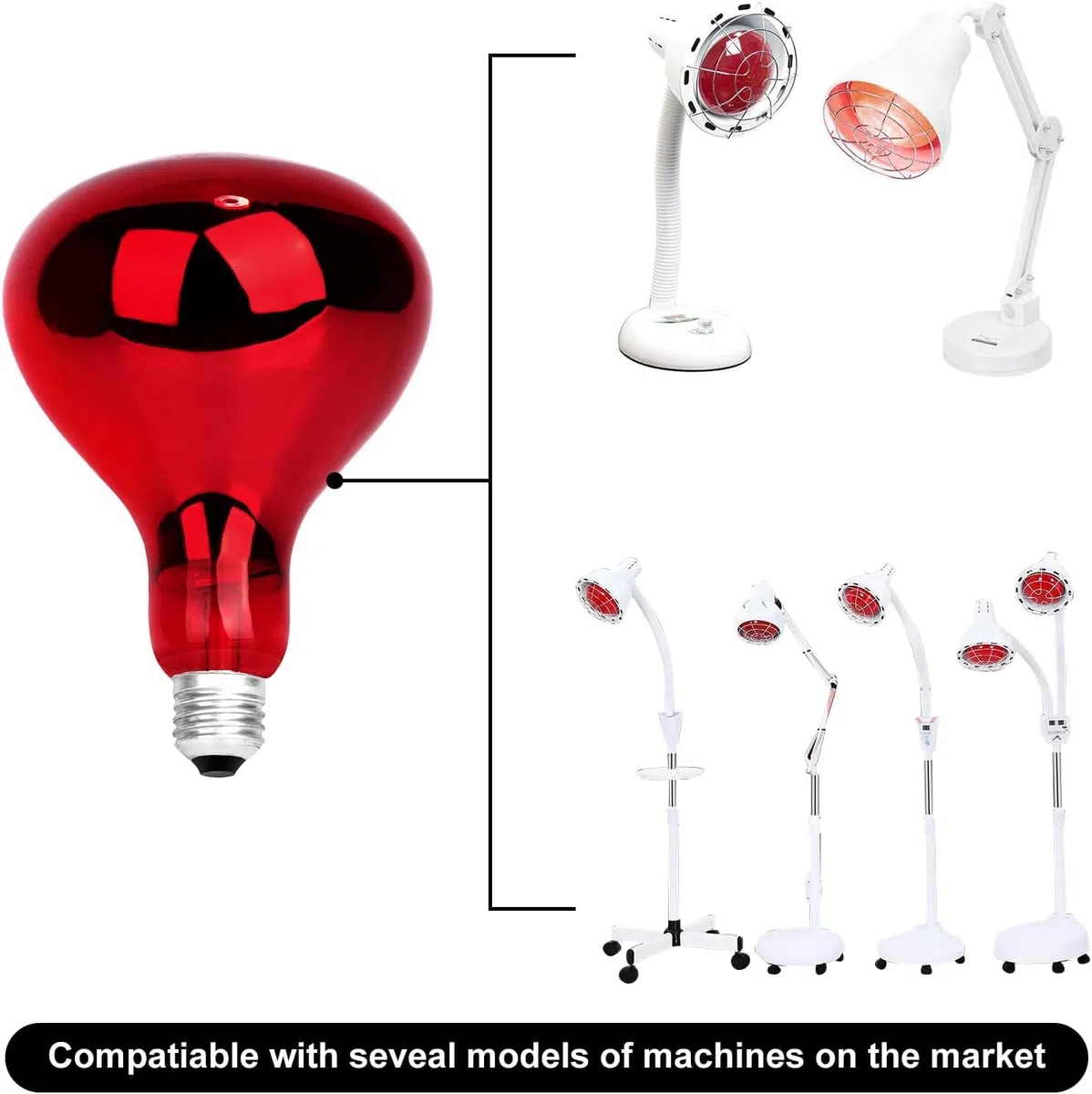 YUNCHI Lampada a infrarossi E26/E27, 275W, 230V, luce rossa calda, per animali domestici, 1 pezzo