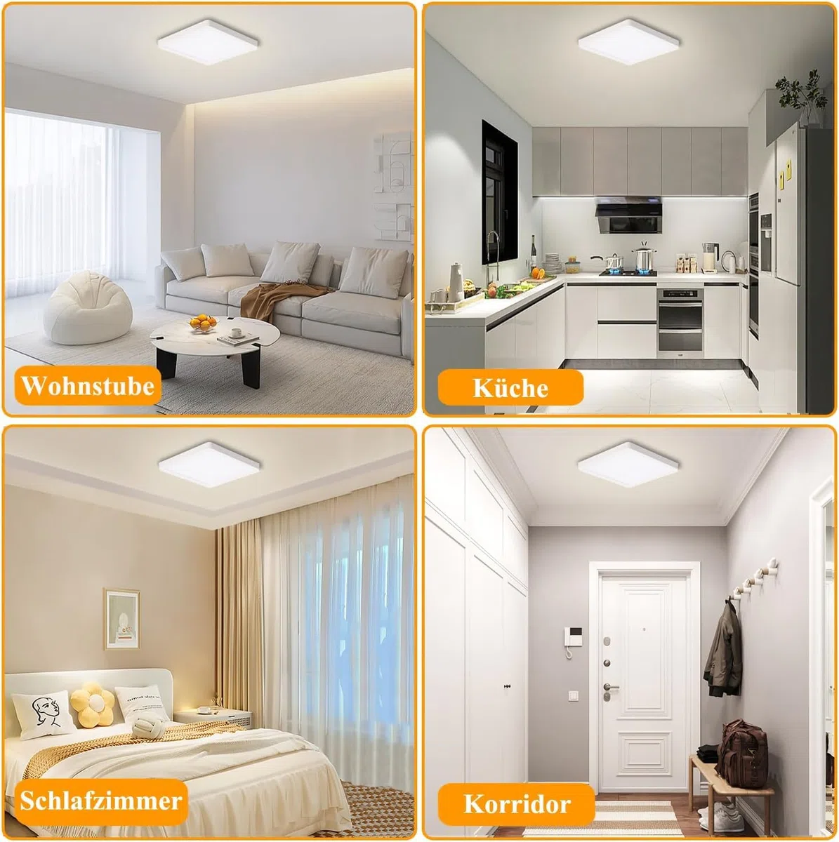 Ouyulong Plafoniera a led Quadrato, 18W 4000K 1620LM 23cm IP44, Adatto per soggiorno, camera da letto, bagno, cucina, seminterrato, corridoio, balcone (1 Pc)