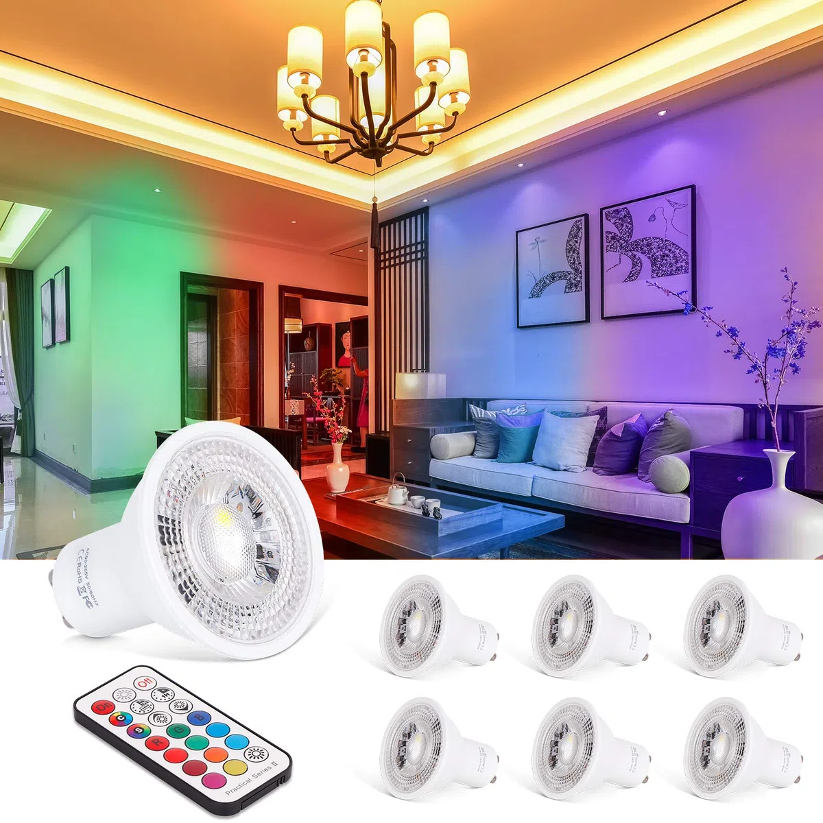 CM-GU10, lampadine colorate, Plastica, Gu10 Warm White, GU10 3.00watts
