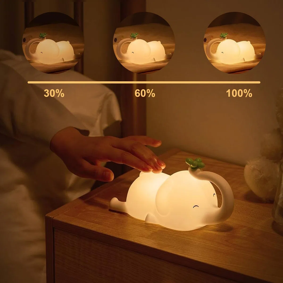 Luce Notturna Bambini, Silicone Lampada da Comodino Neonato Con Funzione Timer, Luce Notturna Bambini Ricaricabile, Lampada Notturna Touch, Luce Notturna per Regalo Neonato Ragazza Ragazzo