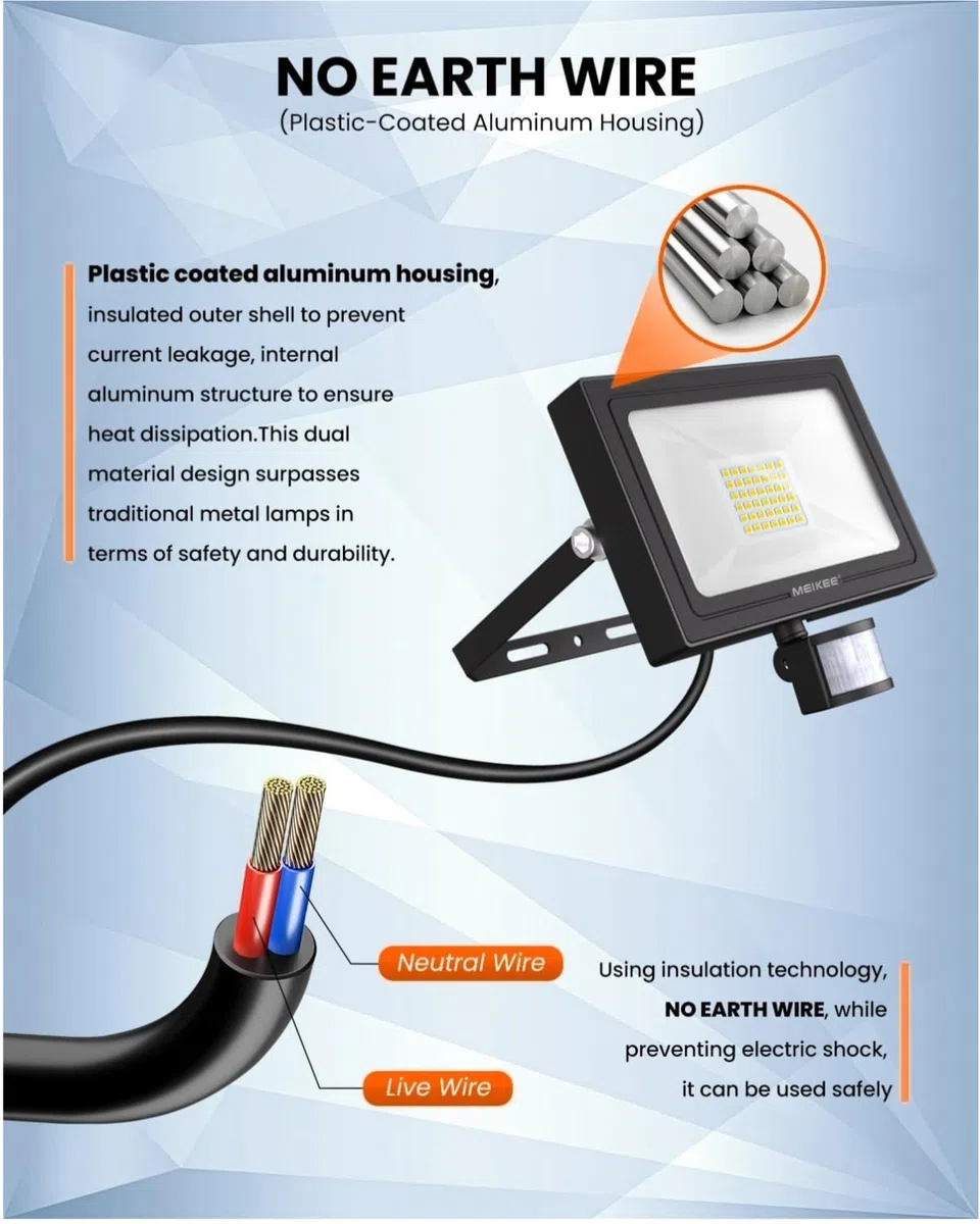 MEIKEE 30 W - Proiettore LED con sensore di movimento, 30 s 2820 lm, bianco freddo, 6500 K, IP66, impermeabile, illuminazione di sicurezza, faretto LED con sensore per esterno, giardino, patio, garage