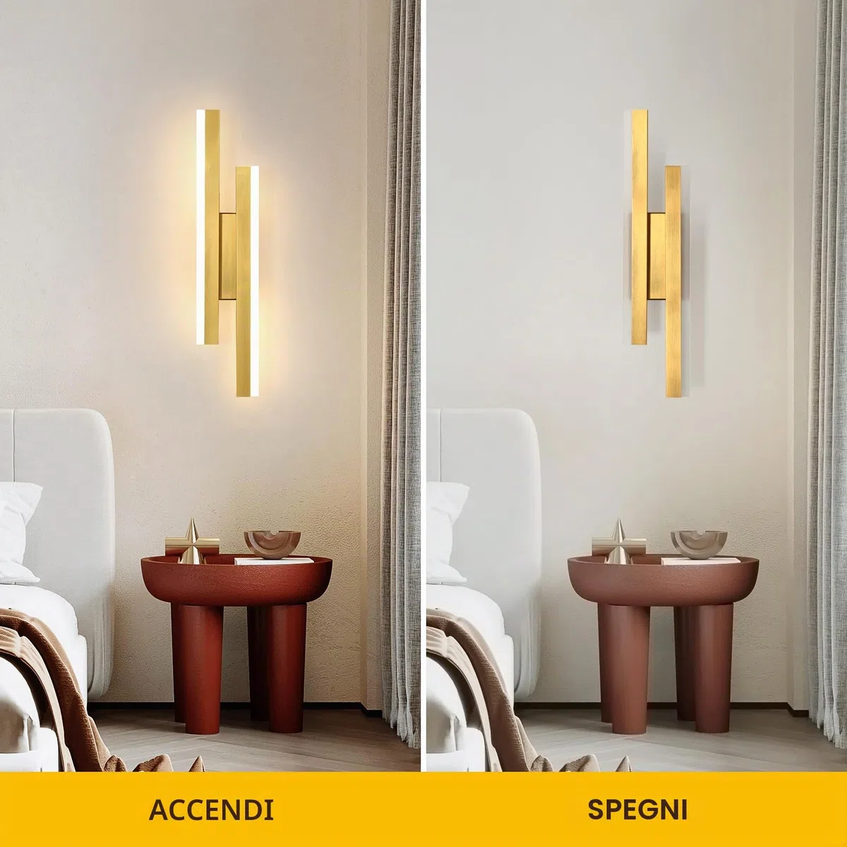 Comely Applique da Parete Interno Moderna in Alluminio, 16W Linea Lampada da Parete, Oro Lampada a Muro LED per Camera da Letto Soggiorno Corridoio Ufficio Scala, Bianco Caldo 3000K