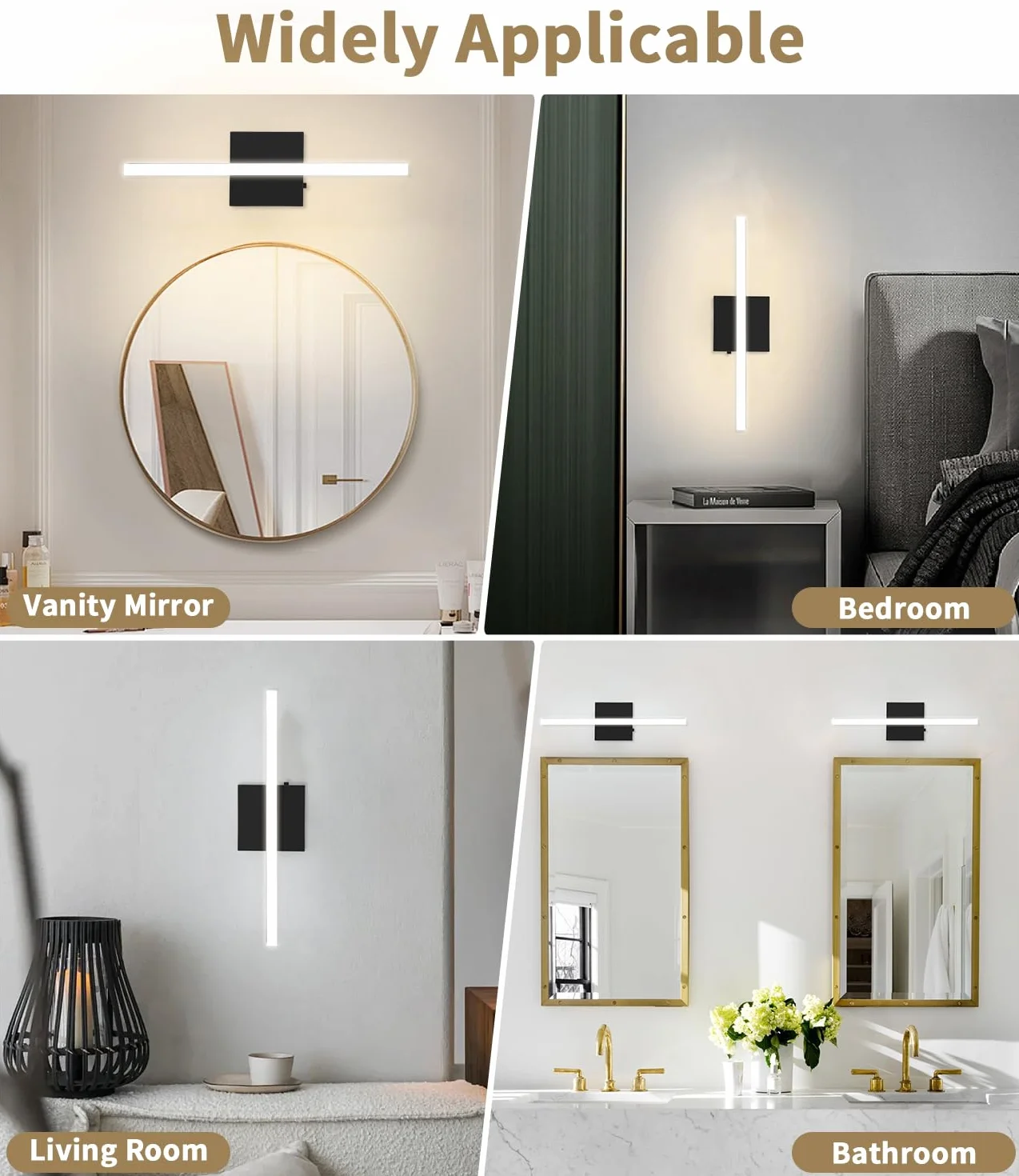 Lampada da Specchio Bagno 40CM, LED 3000-6000K con Interruttore Temperatura, Applique Moderna con Schermo Acrilico, Risparmio Energetico e Durevole, Design Moderno per un’Atmosfera Accogliente