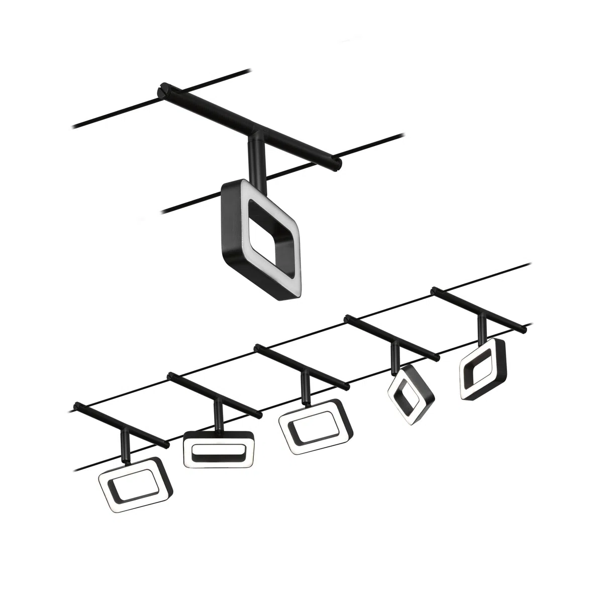 Paulmann 94485 - Kit base a LED, 5 x 400 lm, 5 x 4,8 W, bianco caldo, nero opaco, plastica cromata, metallo 3000 K
