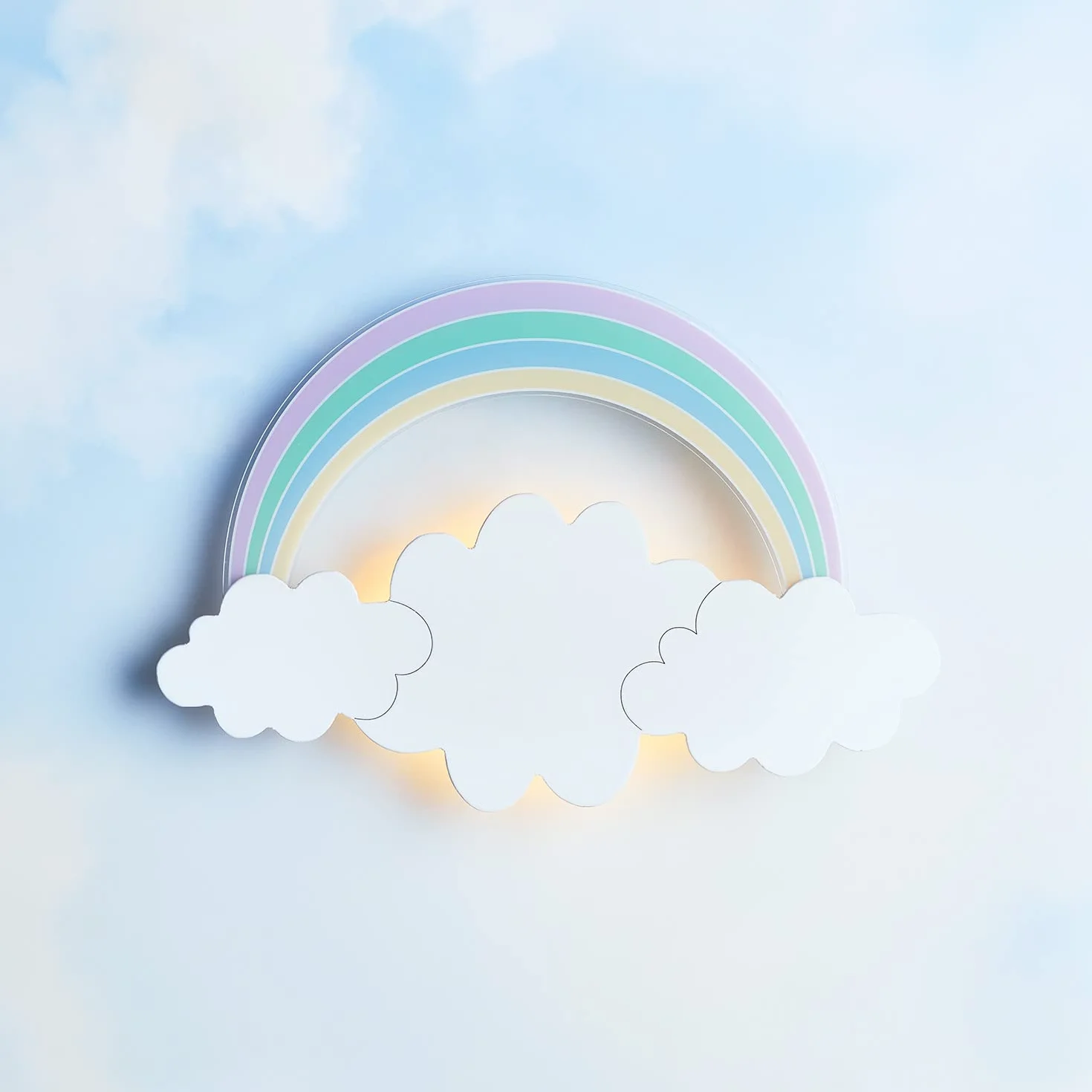 Lights4fun Applique Murale Arcobaleno e Nuvola di 18 LED Bianchi Caldi a Pile per Arredo Cameretta Bimbi