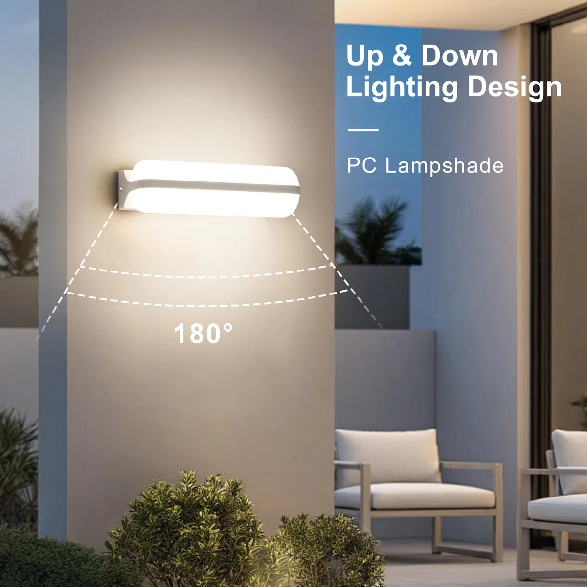 VivaLet Applique da Esterno/Interno 20W 2000LM, Illuminazione Up & Down Lampada da Parete a Parete, 4000K IP65 Luce da Esterno per Ambienti Umidi, Balcone, Bagno, Corridoio, Cantina, Giardino, WC
