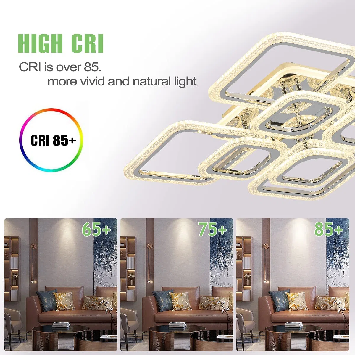 Qcyuui Plafoniera LED Quadrata Lampadari Moderni a Incasso, 100 W Dimmerabile Camera da Letto Lampade da Soffitto Design Nordico per Soggiorno Cucina con Telecomando/Cromo