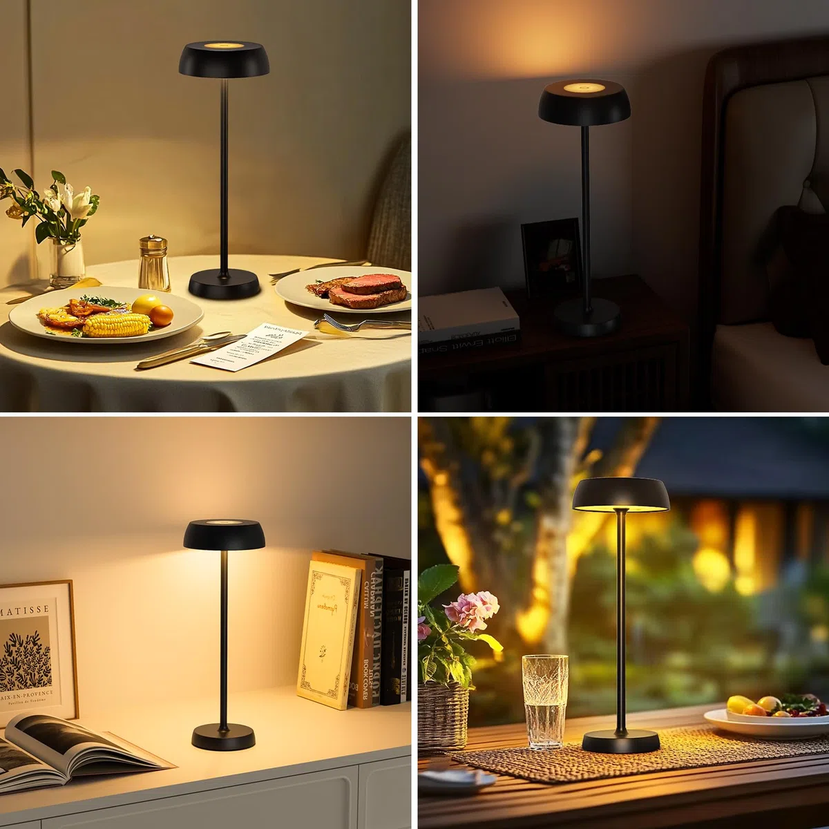 Lampada da Tavolo a LED Wireless l con Controllo Touch DimmerabileContinuo, 4 Modalità di Luce, Batteria Ricaricabile per Camera da Letto, Ufficio Domestico, Campeggio - 2 PCS