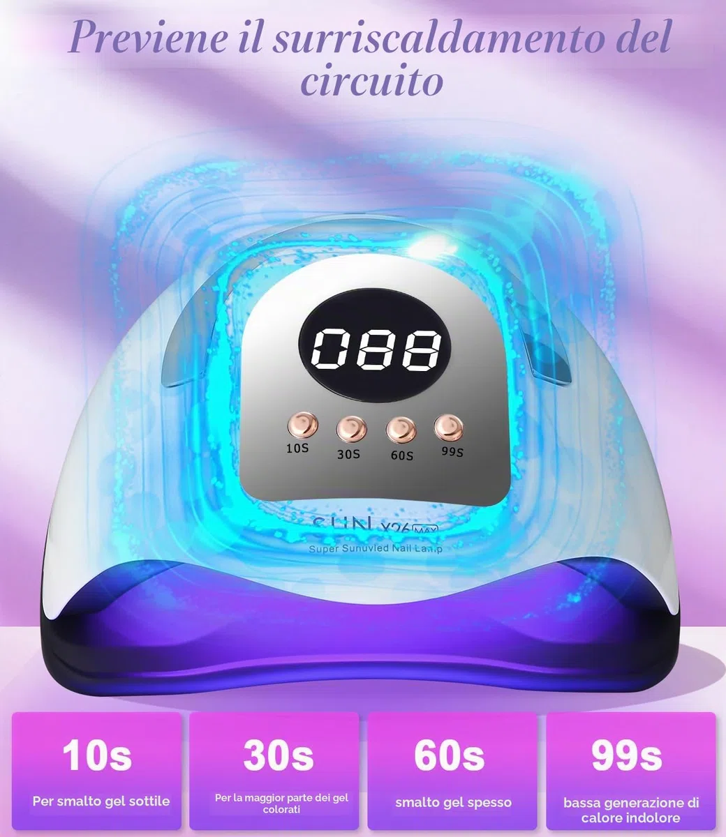Lampada UV LED Unghie Professionale, 380W Semipermanente Curare Rapidamente Pedicure Fornetto Unghie per Tutti i Smalti, Automatico Sensore e Schermo 4 Timer per Manicure a Casa e in Salone