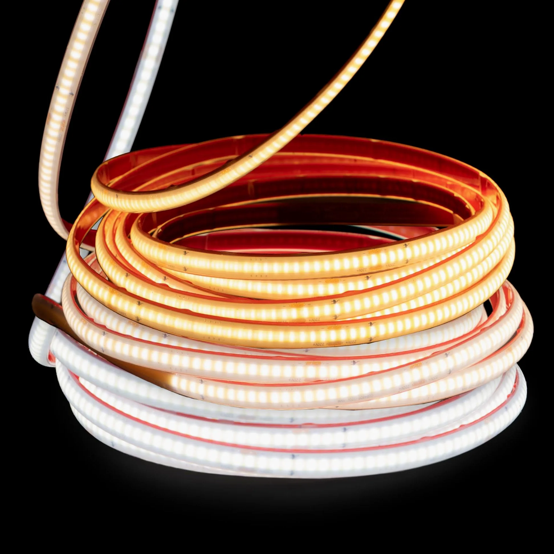 Striscia LED COB 220v ALTA LUMINOSITÀ, Adesivo e INTERRUTTORE. IMPERMEABILE Bianco Freddo/Neutro/Caldo Waterproof IP67 strip (Bianco Caldo, 2M)