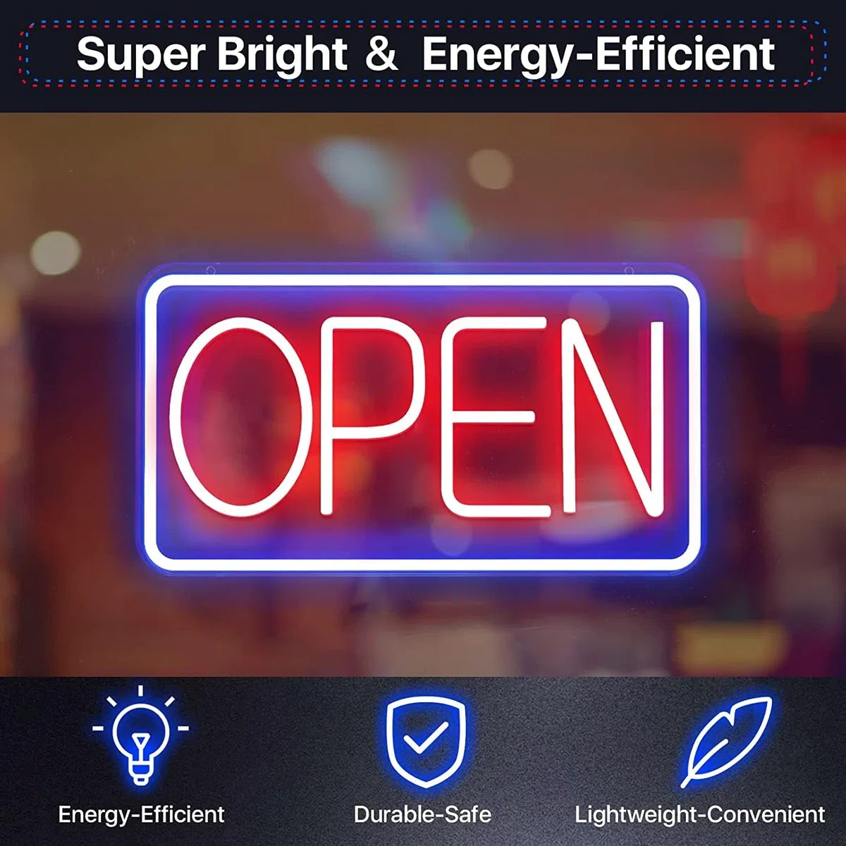 SOLIDEE Insegna Luminosa LED Scritte Neon Alimentate da USB con Interruttore Dimmerabile Luce al neon per Decorare Party Bar Hotel Shop Cafe Restaurant Sala giochi(blu rosso)