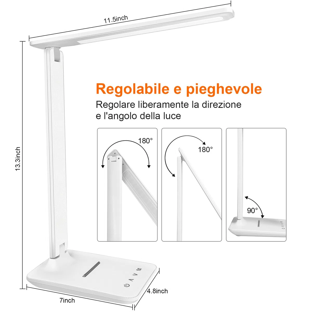lampada da scrivania,lampada da lettura,dimmerabile lampada da tavolocon porta USB, 3 modalità di illuminazione, lampada da comodino pieghevole per lettura,unghie,lavoro,studiare,ufficio,dormitorio